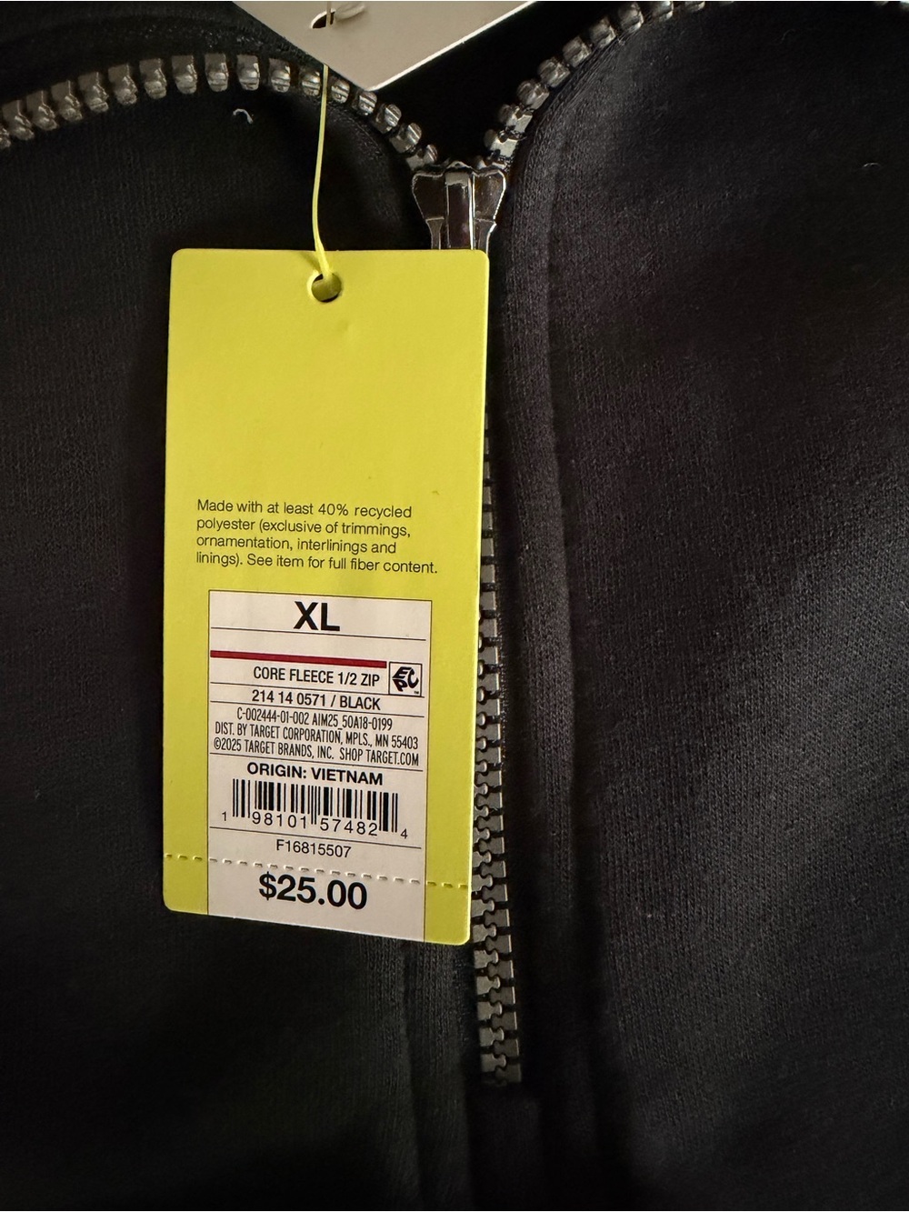 NWT All In Motion Black Core Fleece 1/2 Zip Pullover Sweatshirt XL - Picture 5 of 6